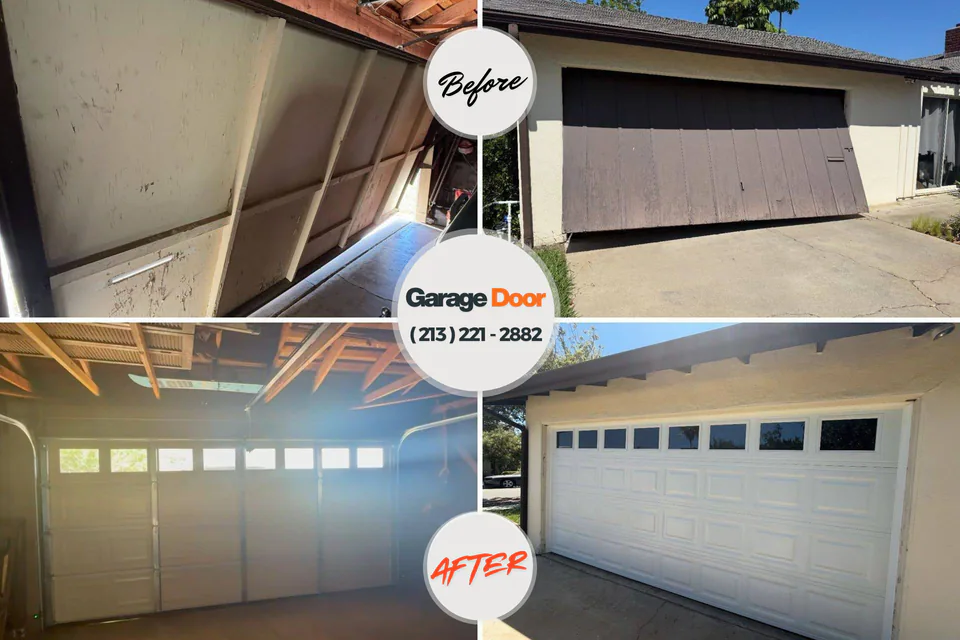 Before and after: garage door repair Winnebago, MN